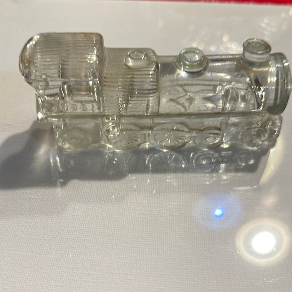 Vintage glass train engine locomotive candy holder display‎ item